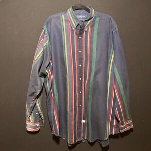 90s Ralph Lauren Striped Shirt Mens XL Blue Multi Color Classic Cotton Preppy